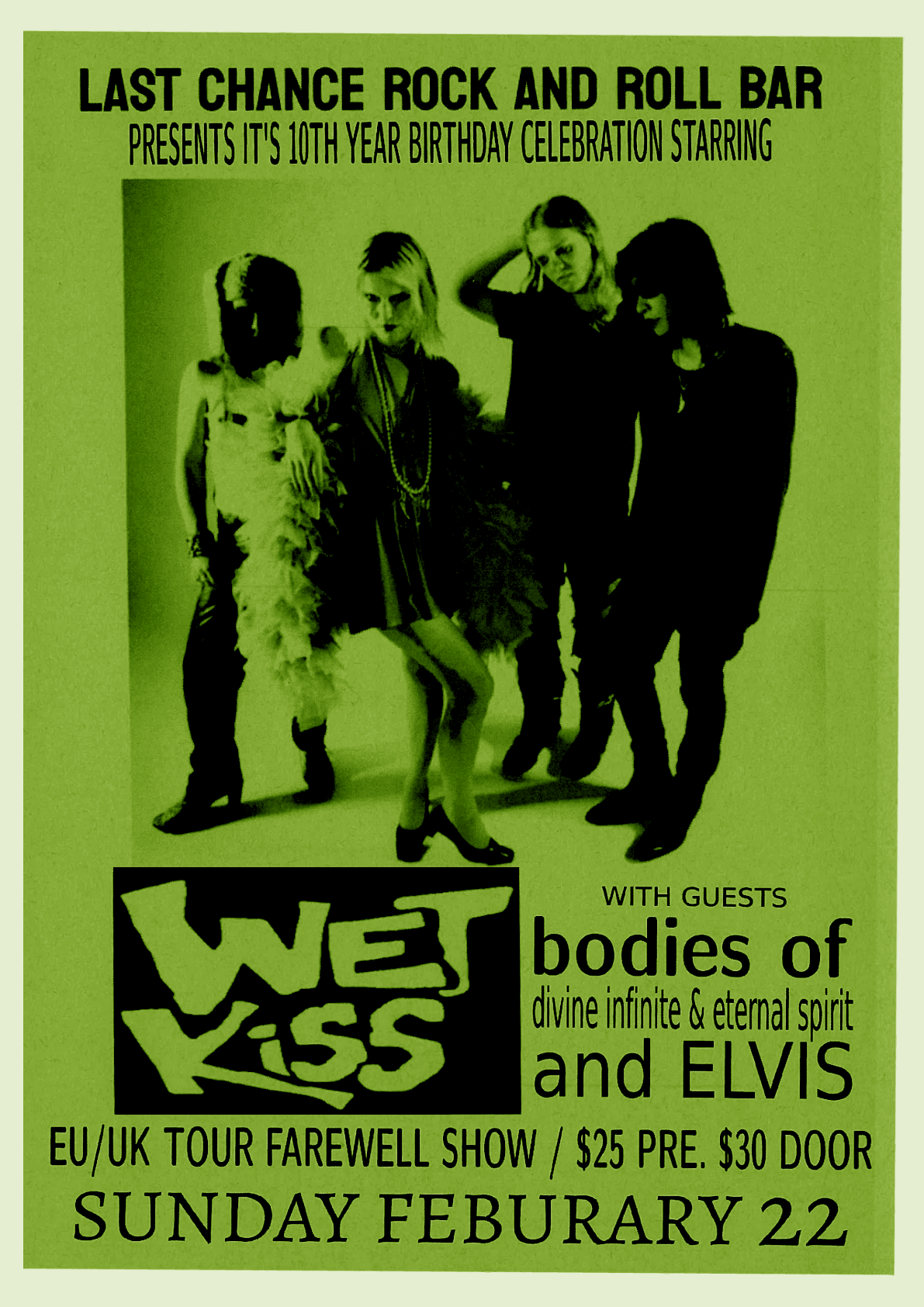 Wet Kiss gig Poster